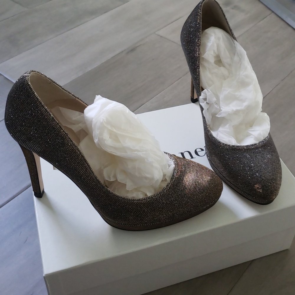 NWT LK Bennett sledge metallic bronze heel